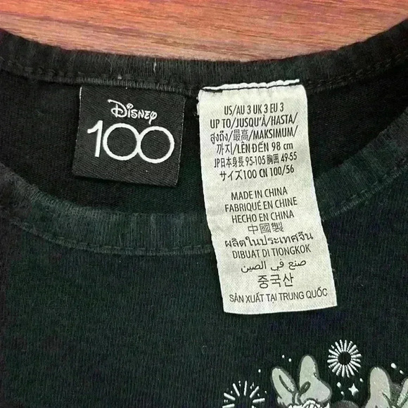 Girl size 3 Disney 100 black & silver Minnie & Daisy walt Disney world tee shirt - Picture 3 of 6